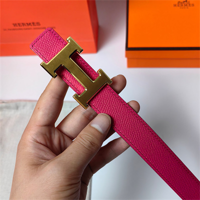 Hermes H belt buckle & Reversible  Epsom leather strap 25 mm Gold Hardware Hot Pink