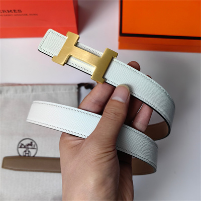 Hermes Mini Constance belt buckle & Reversible Epsom leather strap 25 mm Gold Hardware White/Etoupe