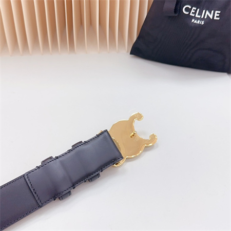 Celine Triomphe Belt 34MM Calfskin Shinny Gold Tone Buckle Black