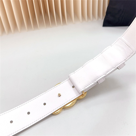Celine Triomphe Belt 34MM Calfskin Shinny Gold Tone Buckle White