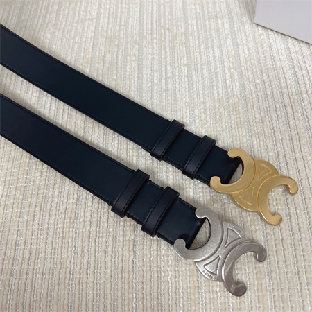 Celine Men’s Triomphe Belt 35MM Calfskin Silver Tone Buckle Black