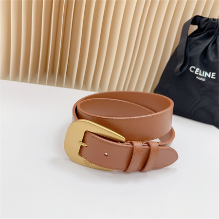 Celine Belt 35MM Calfskin Gold Tone Buckle Brown