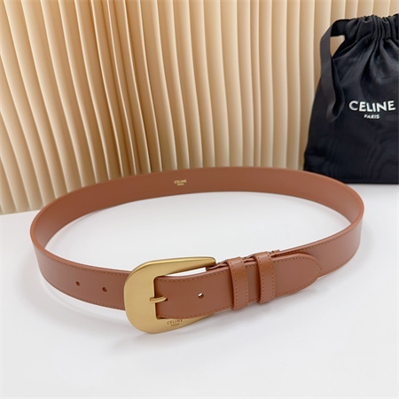 Celine Belt 35MM Calfskin Gold Tone Buckle Brown