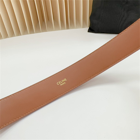 Celine Belt 35MM Calfskin Gold Tone Buckle Brown