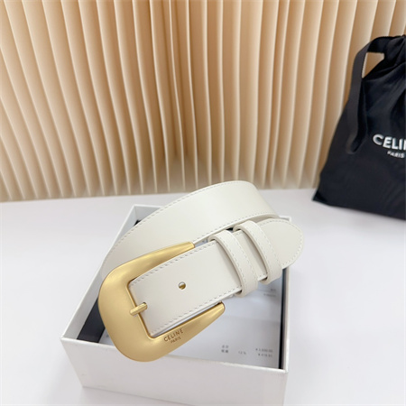 Celine Belt 35MM Calfskin Gold Tone Buckle white