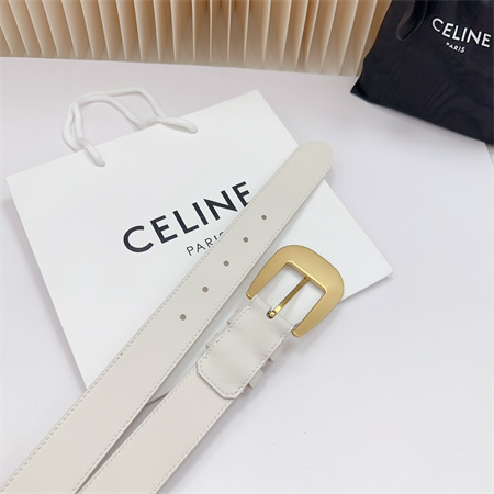 Celine Belt 35MM Calfskin Gold Tone Buckle white
