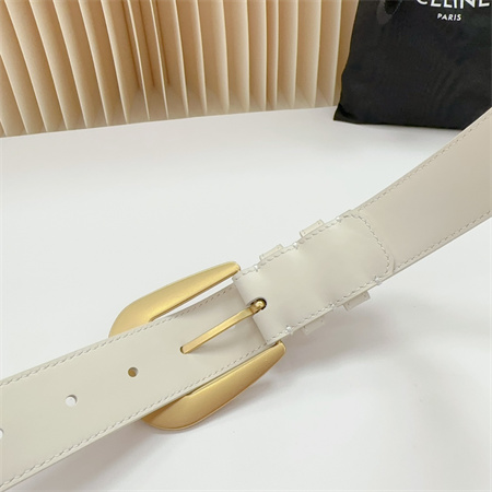 Celine Belt 35MM Calfskin Gold Tone Buckle white