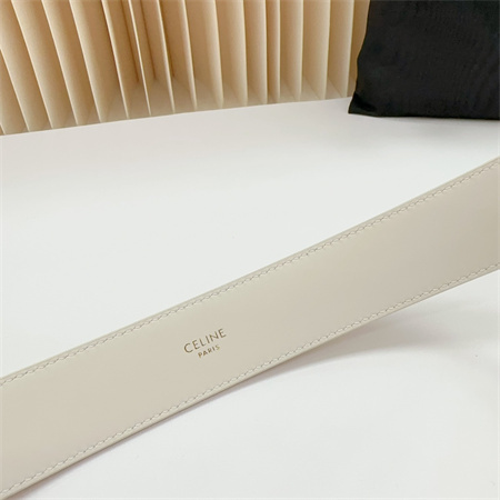 Celine Belt 35MM Calfskin Silver Tone Buckle white