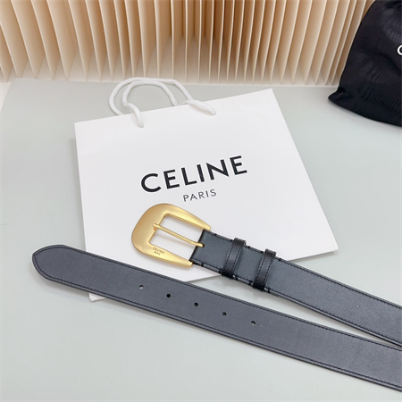 Celine Belt 35MM Calfskin Gold Tone Buckle Black