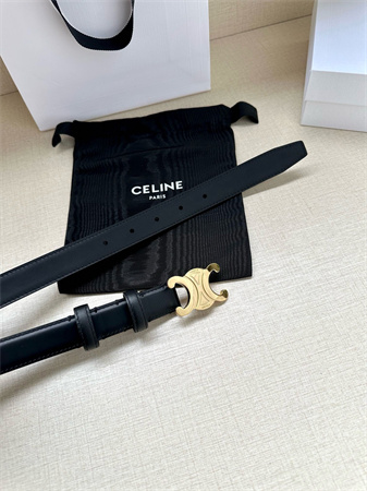 Celine TEEN TRIOMPHE Belt 25MM Calfskin Shinny Gold Tone Buckle Black