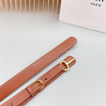 Celine Belt 30MM In Calfskin Gold Tone Buckle Brown