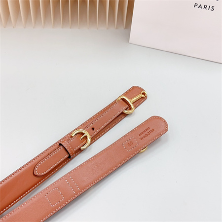 Celine Belt 30MM In Calfskin Gold Tone Buckle Brown