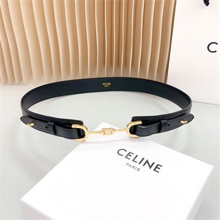 Celine Belt 30MM In Calfskin Gold Tone Buckle Black