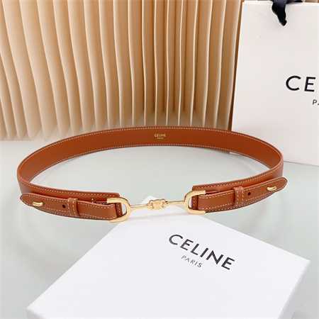 Celine Belt 30MM In Calfskin Gold Tone Buckle Brown