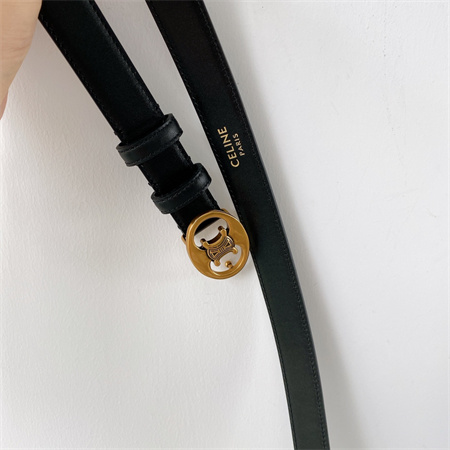 Celine TRIOMPHE Belt 25MM In Calfskin Gold Tone Buckle Black