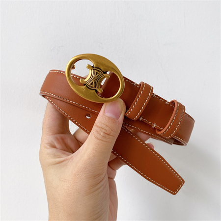 Celine TRIOMPHE Belt 25MM In Calfskin Gold Tone Buckle Brown