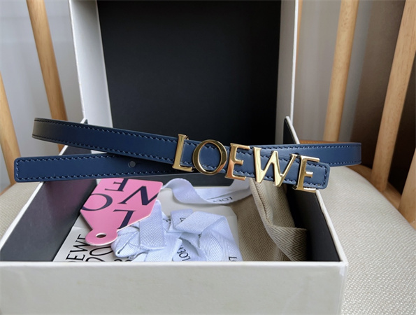 Loewe Belt In Smooth Calfskin 15MM Gold Hardware Blue/Brown
