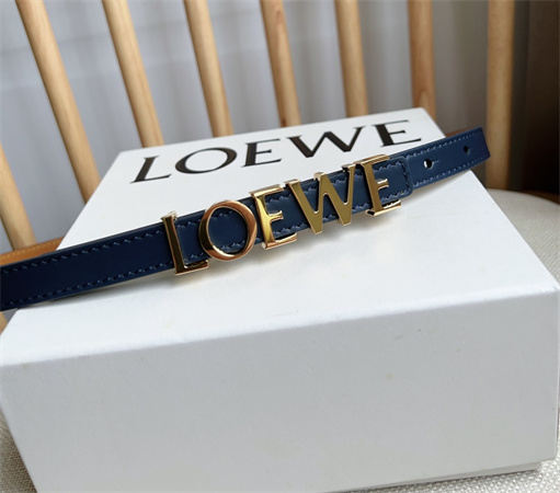 Loewe Belt In Smooth Calfskin 15MM Gold Hardware Blue/Brown