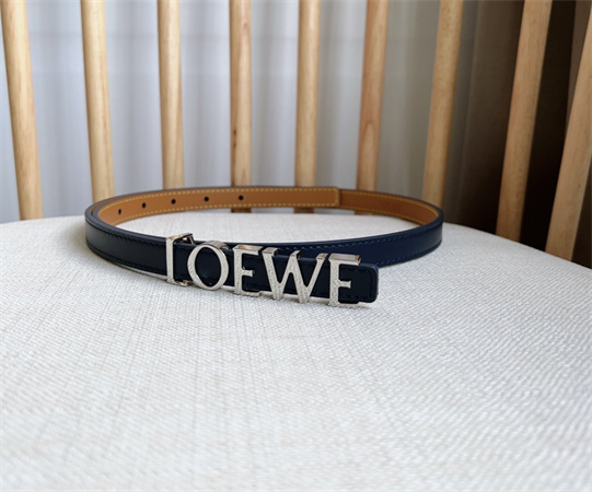 Loewe Belt In Smooth Calfskin 15MM Silver Hardware Blue/Brown