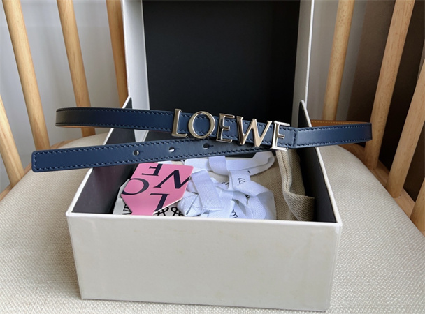 Loewe Belt In Smooth Calfskin 15MM Silver Hardware Blue/Brown