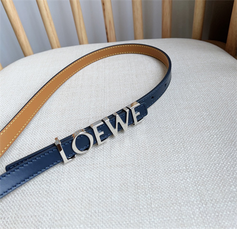 Loewe Belt In Smooth Calfskin 15MM Silver Hardware Blue/Brown