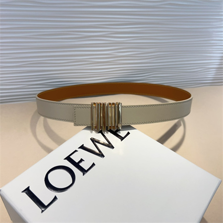 Loewe Belt In Calfskin 28MM Gold Hardware Cream/Brown