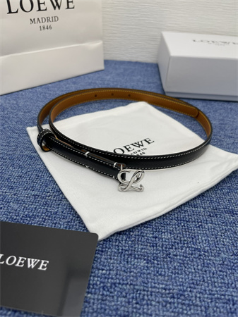 Loewe Belt In Calfskin 15MM Silver Hardware Black/Brown