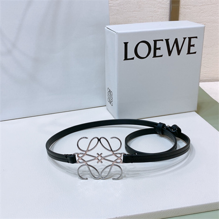 Loewe Belt In Calfskin 10MM Silver Hardware Black