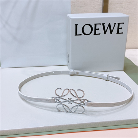 Loewe Belt In Calfskin 10MM Silver Hardware White
