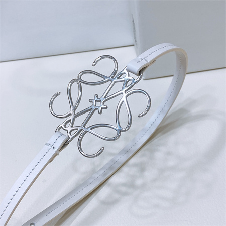 Loewe Belt In Calfskin 10MM Silver Hardware White