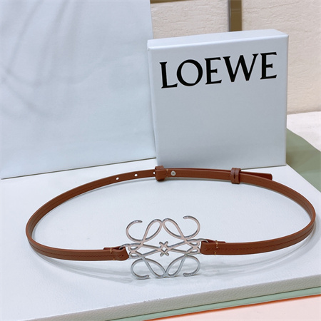 Loewe Belt In Calfskin 10MM Silver Hardware Brown