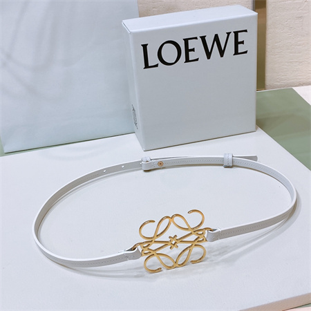 Loewe Belt In Calfskin 10MM Gold Hardware White