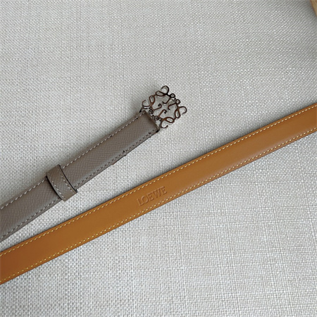 Loewe Belt In Grained Calfskin 20MM Silver Hardware Grey/Brown