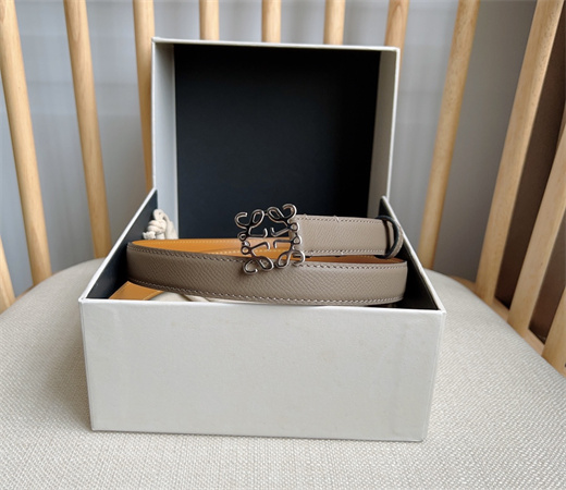 Loewe Belt In Grained Calfskin 20MM Silver Hardware Grey/Brown