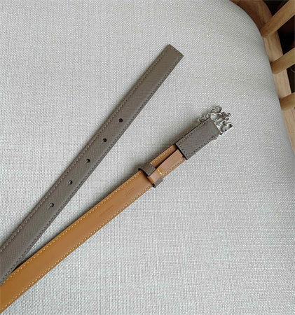 Loewe Belt In Grained Calfskin 20MM Silver Hardware Grey/Brown