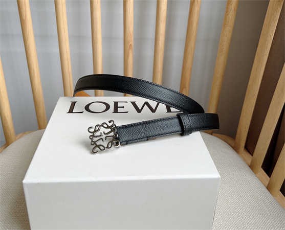 Loewe Belt In Grained Calfskin 20MM  Silver Hardware Black/Brown