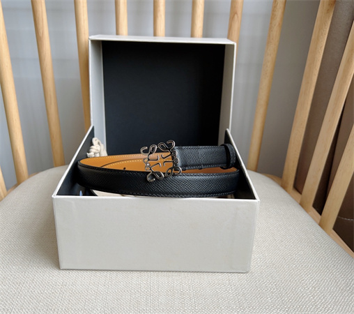 Loewe Belt In Grained Calfskin 20MM  Silver Hardware Black/Brown