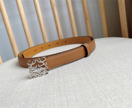 Loewe Belt In Calfskin 20MM Silver Hardware Brown