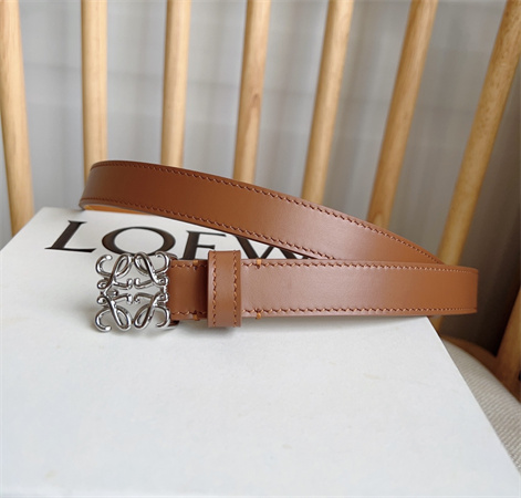 Loewe Belt In Smooth Calfskin 20MM Silver Hardware Brown