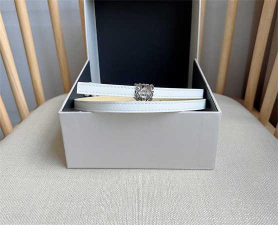 Loewe Belt In Calfskin 10MM Silver Hardware White