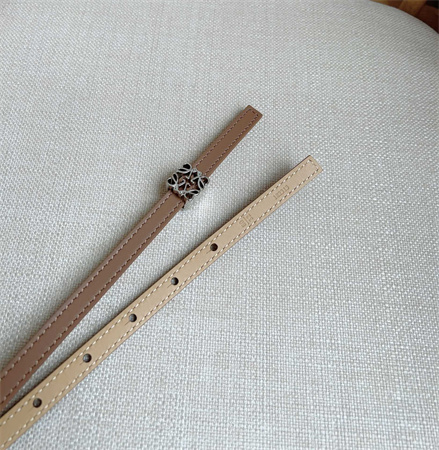 Loewe Belt In Calfskin 10MM Silver Hardware Brown