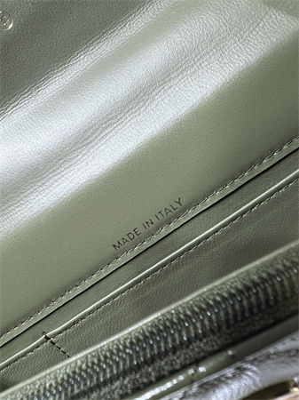 Cha.nel Flap Phone Holder with Chain Shiny Lambskin & Gold-Tone Metal Green AP4167