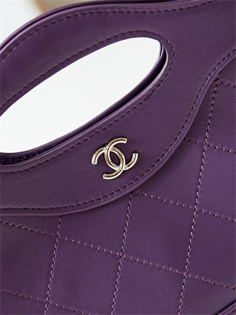 Cha.nel 31 Nano Chain Bag Calfskin Gold Tone Metal Purple AS3656