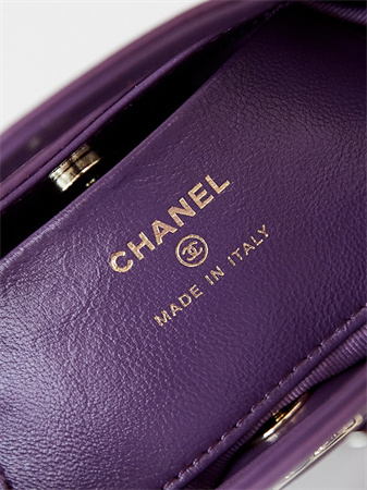 Cha.nel 31 Nano Chain Bag Calfskin Gold Tone Metal Purple AS3656