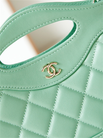 Cha.nel 31 Nano Chain Bag Lambskin Gold Tone Metal Green AS3656