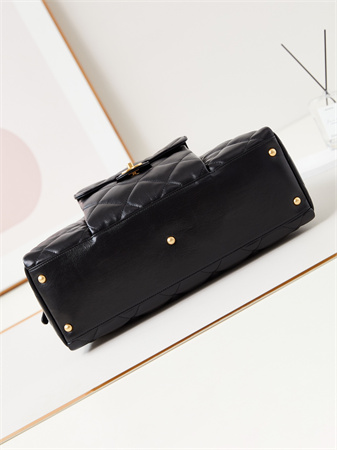 Cha.nel Large Bowling Bag Shiny Calfskin & Gold-Tone Metal Black AS4812