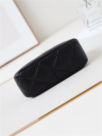 Cha.nel Small Shoulder Bag Lambskin Gold Tone Metal Black AS4948