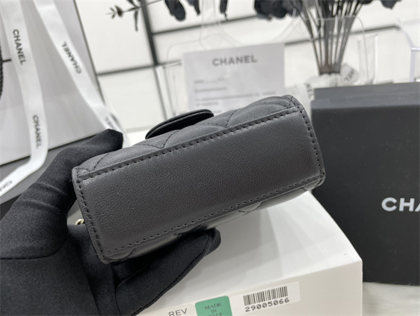 Cha.nel Mini Trendy CC Flap Bag With Chain Lambskin Gold Tone Metal Black A68063