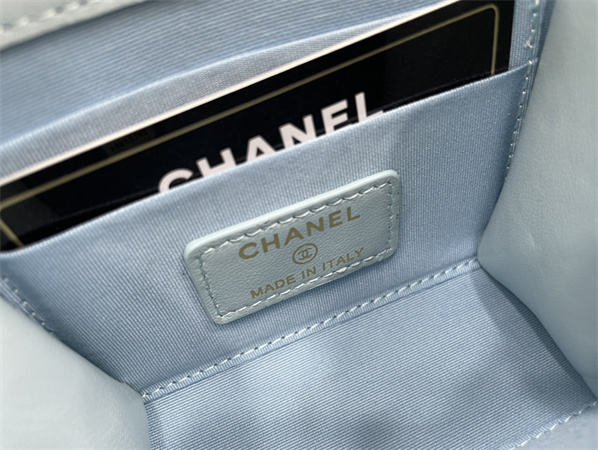 Cha.nel Mini Trendy CC Flap Bag With Chain Lambskin Gold Tone Metal Blue A68063