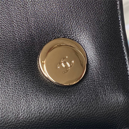 Cha.nel Trendy CC Mini Flap Bag With Top Handle Lambskin Gold Tone Metal Black AS4654